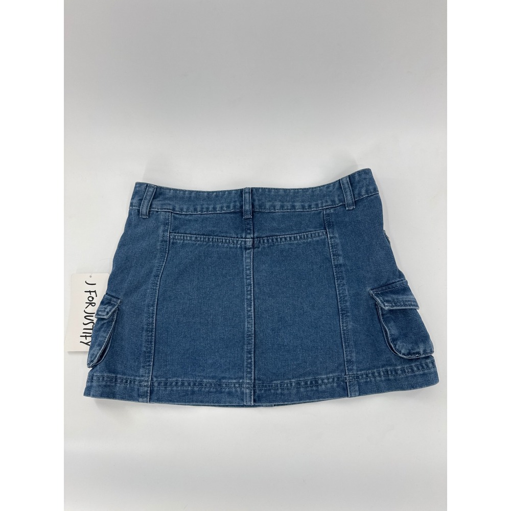 J For Justify Womens Blue Denim Cargo Mini Skirt Medium Wash Size S Utility Y2K - Picture 5 of 8